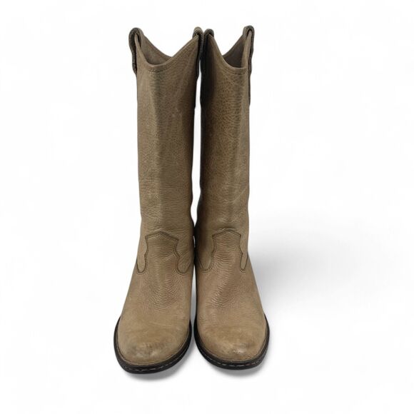 Women's Tan Heeled Boots - Picture 3 of 8